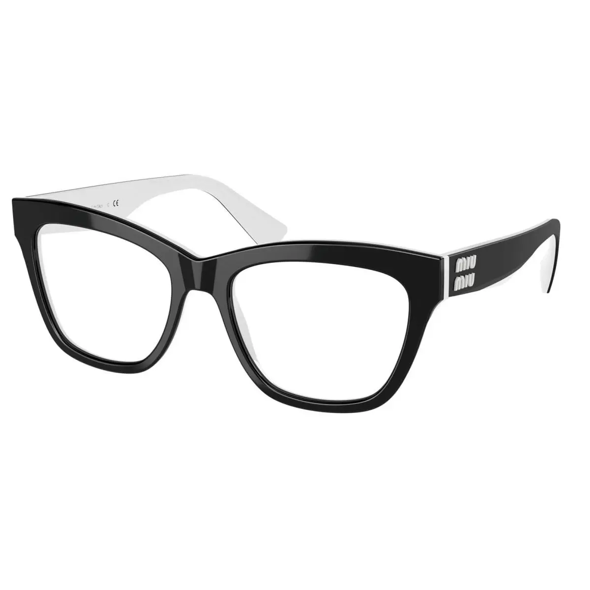 Miu Miu VMU-03U ACO-1O1 Shiny Black White Eyeglasses 52/18/145