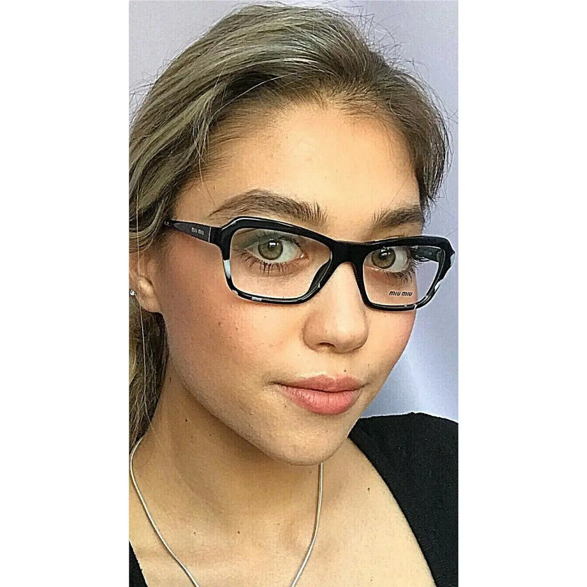 Miu Miu Vmu 02N PC7-1O1 52mm White Black Cat Eye Women`s Eyeglasses Frame