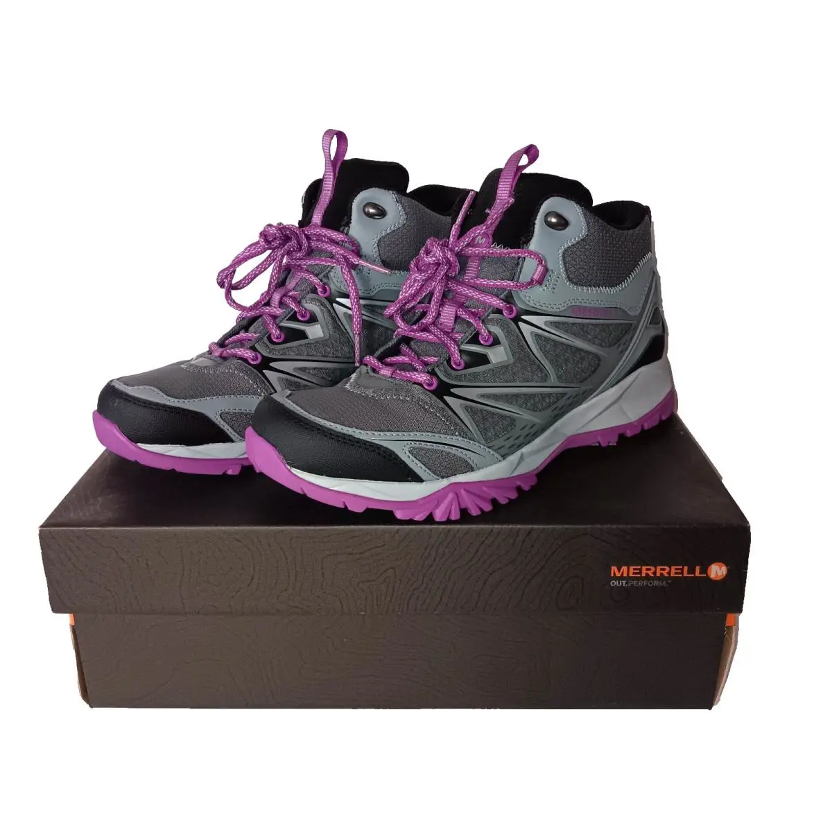 Merrell shoes - Merrell Capra Bolt Mid Waterproof - J35442 - Grey/Purple (UPC: 044214867134) 12