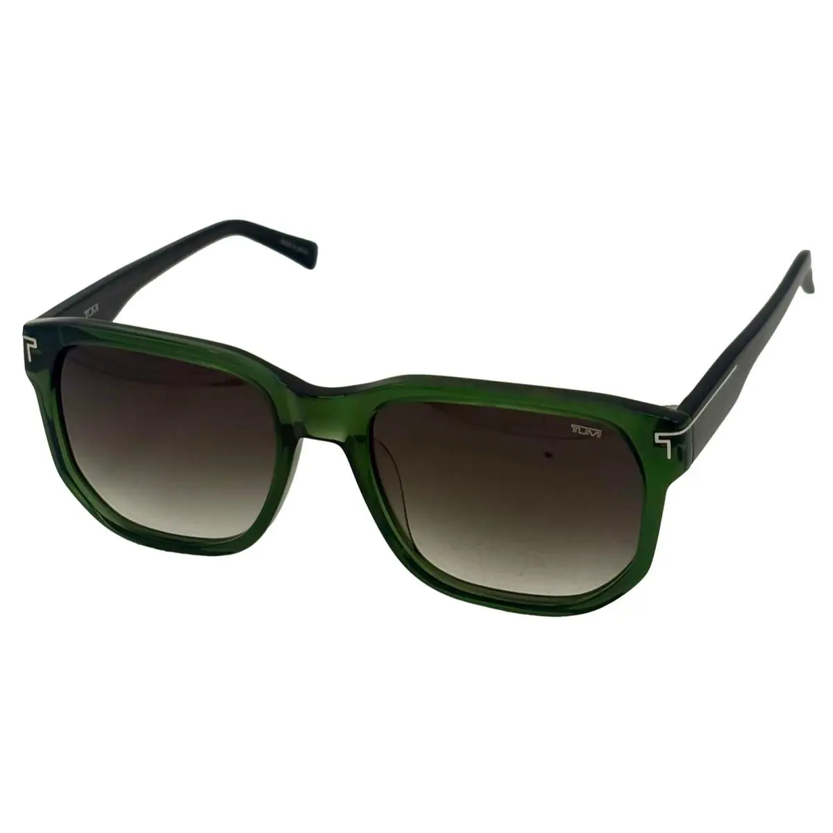 Tumi Mens Rectangle Green Mens Plastic Sunglass Gradient Lens Stu 003 - Frame: Green, Lens: Gray