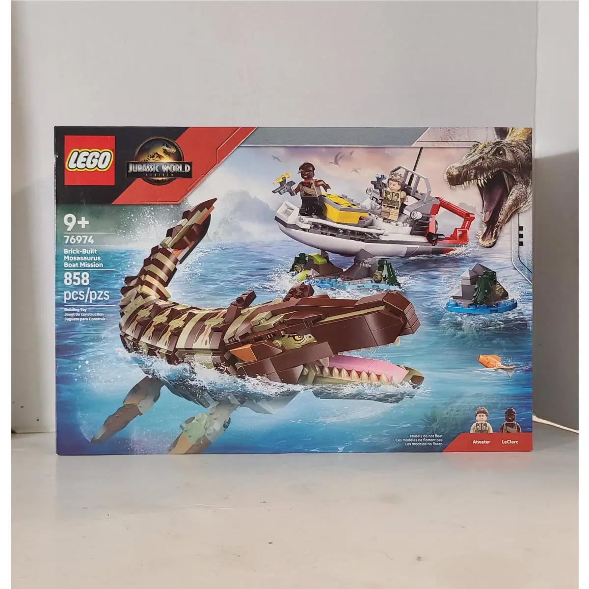 Lego Jurassic World Brick-built Mosasaurus Boat Mission Set 76974 Park
