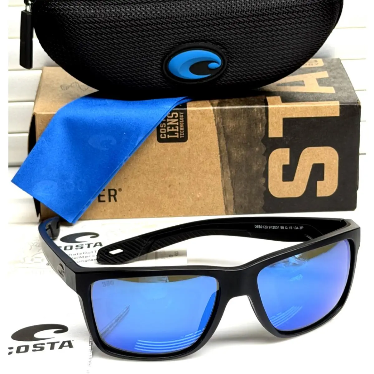 Broadbill II Matte Black/blue Mirror 580G Polarized Sunglasses by Costa Del Mar