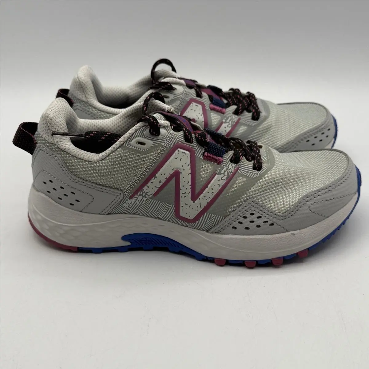 New Balance 410v8 Trail Running Shoes Womens Size 5.5 Grey Blue Purple WT410LR8