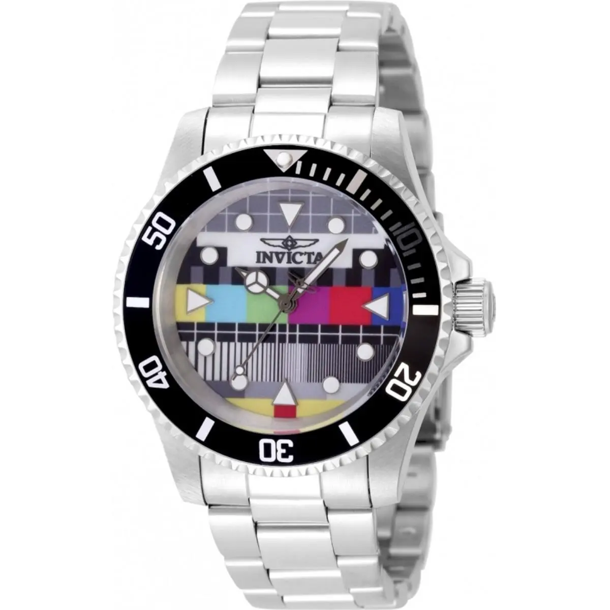 Invicta Men`s Watch Pop Art Limited Editions Silver Tone Black Bezel 49062