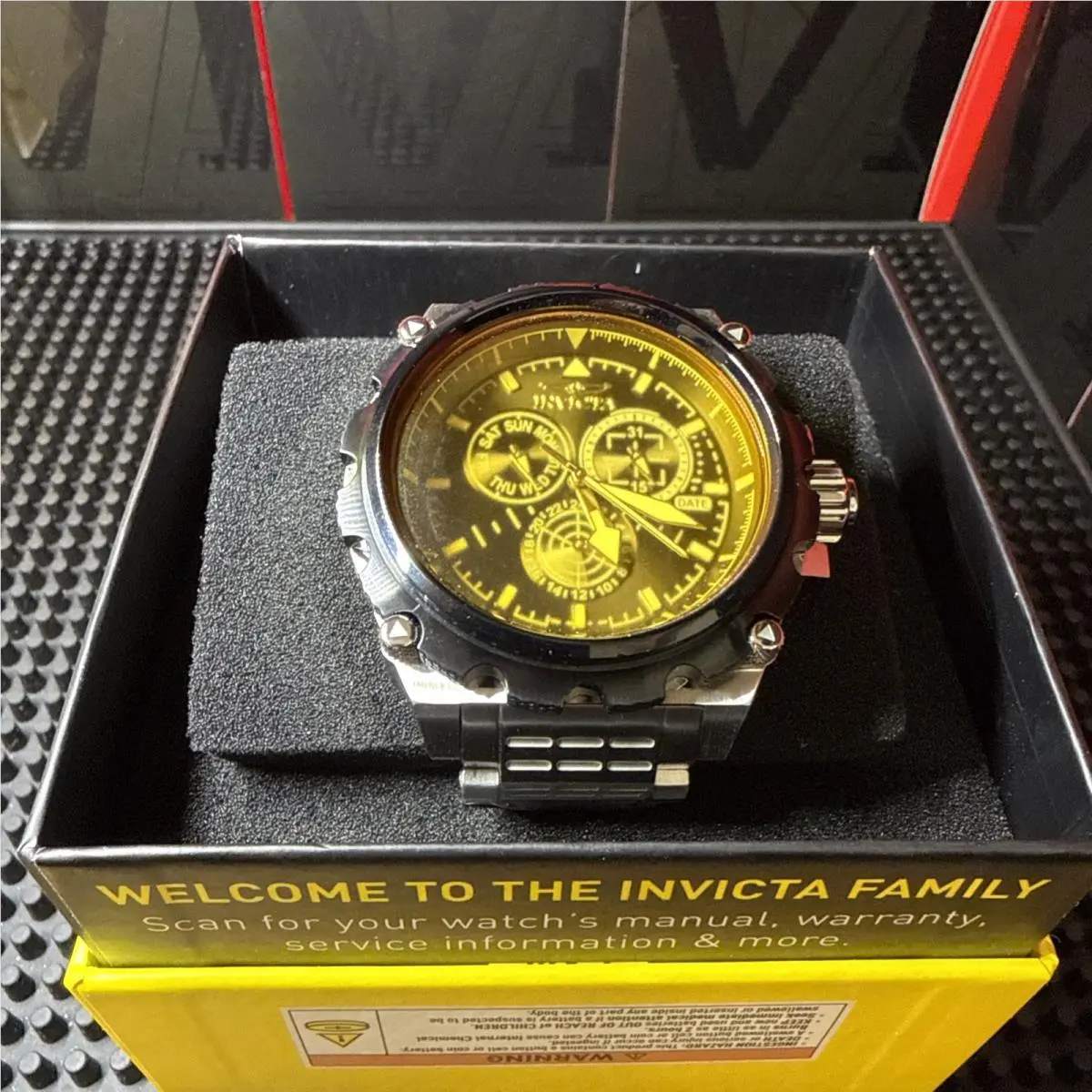 Invicta Coalition Forces Spline Command Men 50mm Yellow Tint Crystal Watch 49198