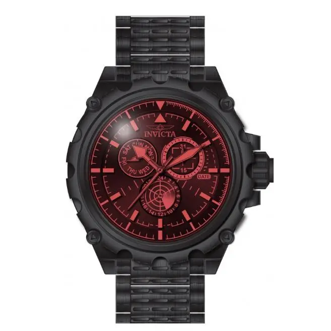 Invicta Coalition Forces Spline Command Mens 50mm Red Tinted Crystal Watch 49203 - Dial: Black, Red, Band: Black, Bezel: Black