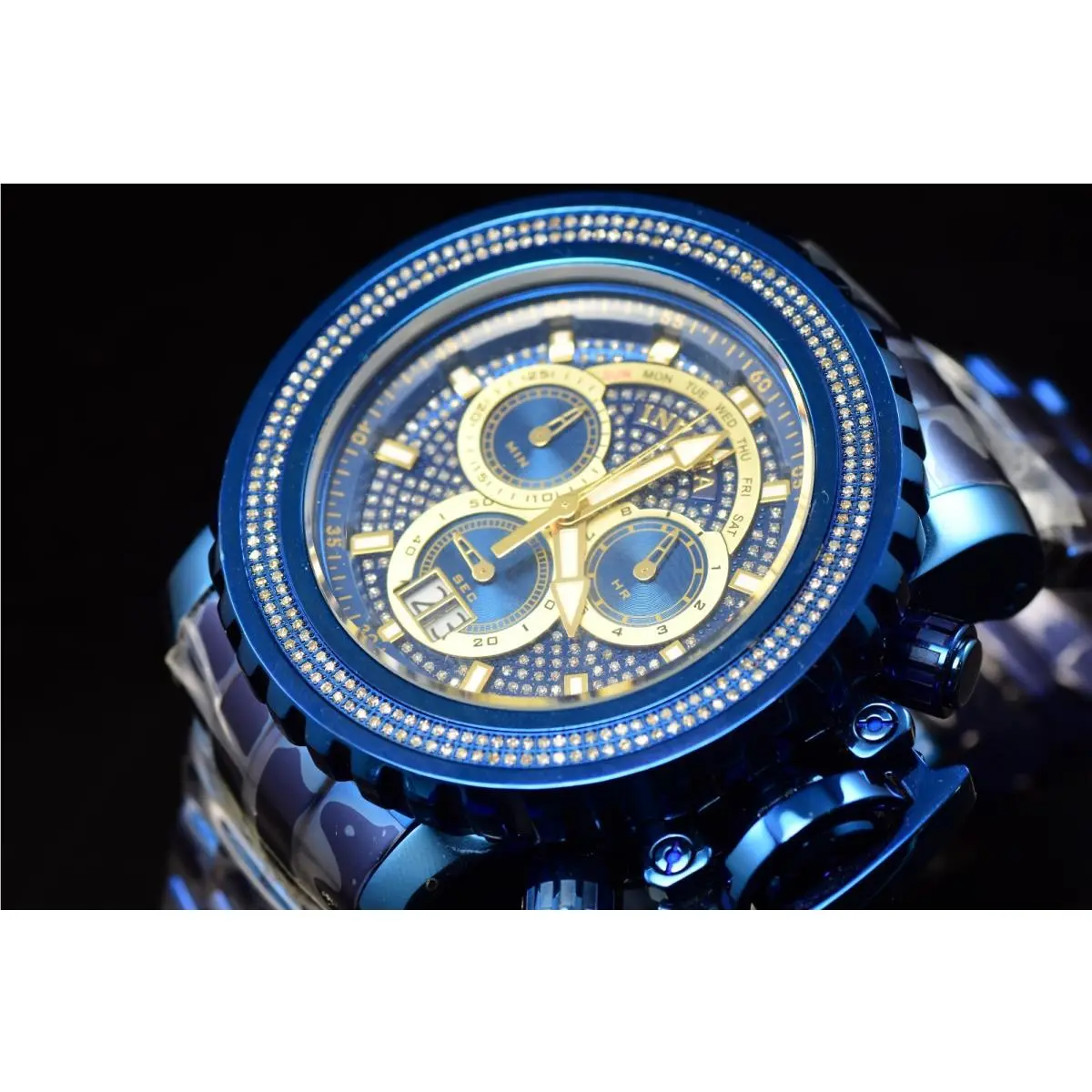 Extreme Rare Invicta Men`s Sea Hunter Diamond Blue Label Swiss Chronograph Watch
