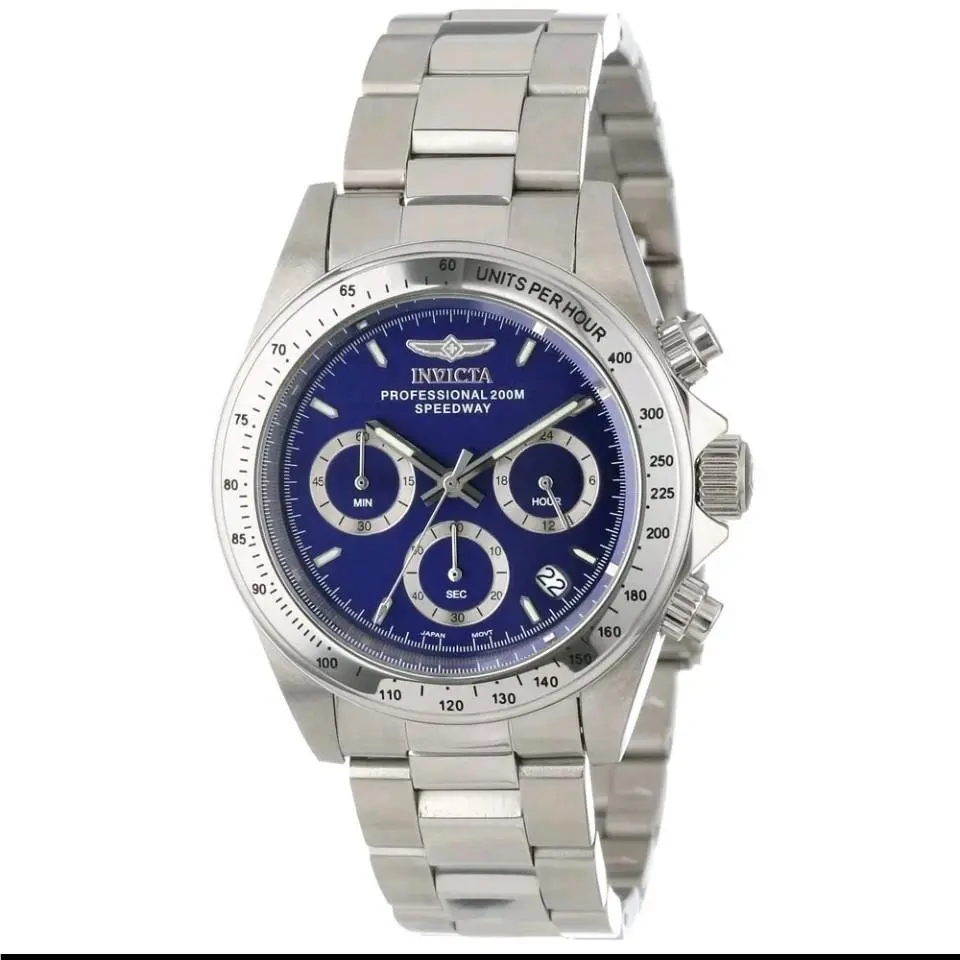 Invicta Speedway Mens 39.5mm Watch Blue Dial Silver Stainless Steel Chrono 14382