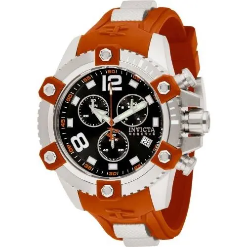Invicta Men`s Reserve Arsenal Swiss Made Black Dial Chrono Orange SS Watch