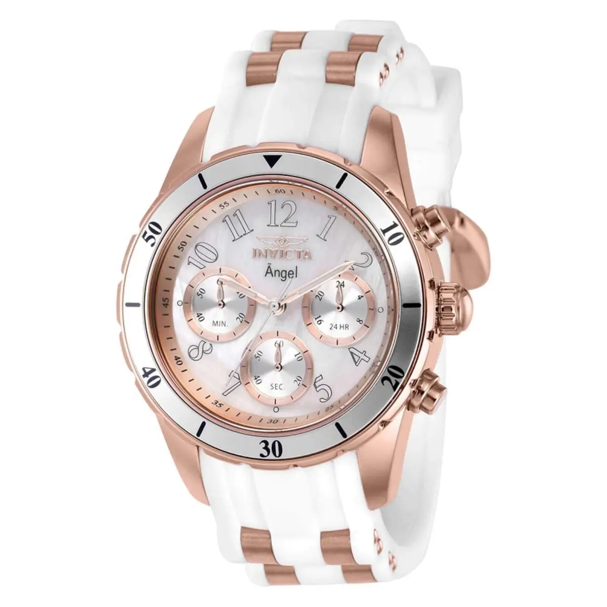 Women`s Watch Angel Chronograph White and Rose Gold Strap 38755 by Invicta