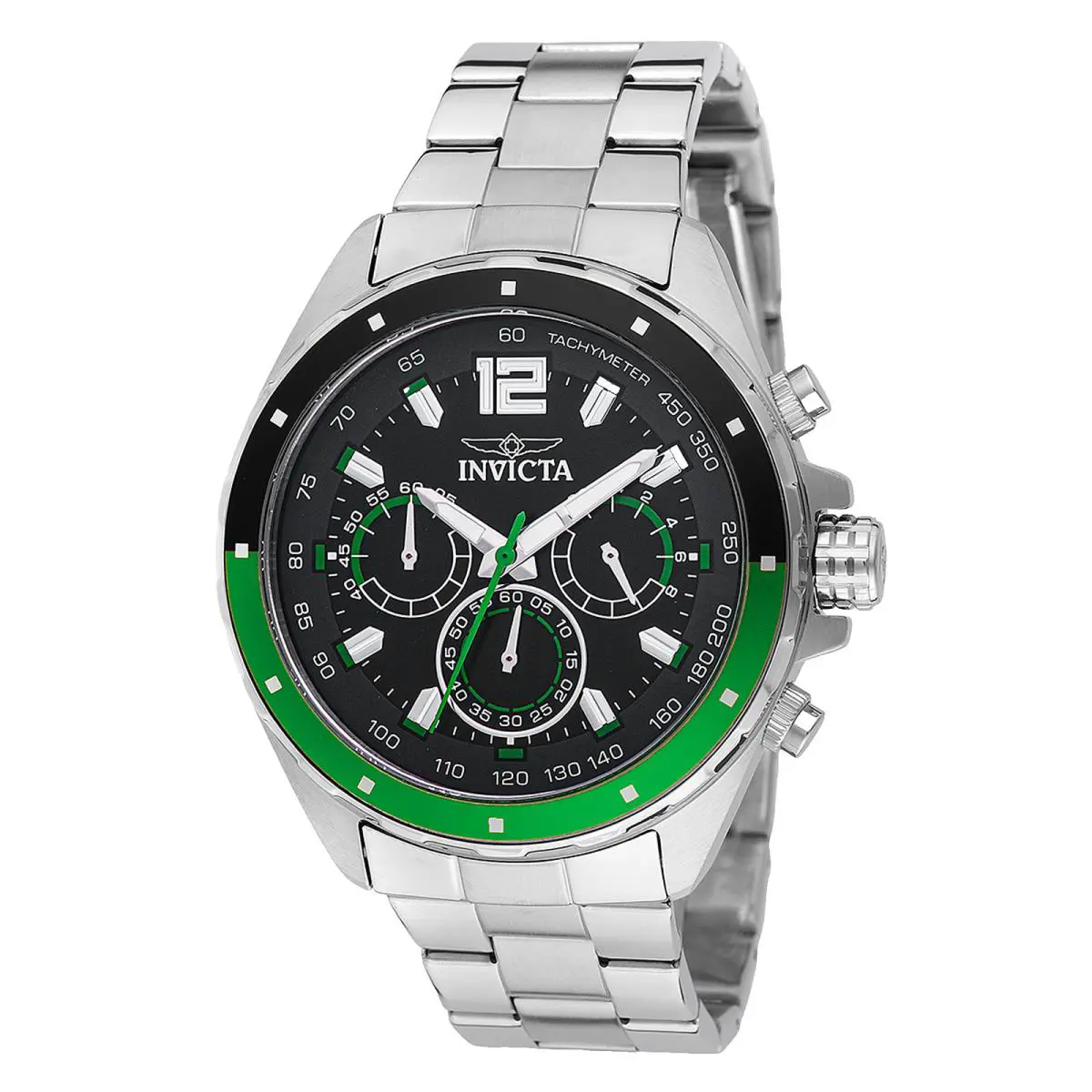 Invicta Speedway Gearshift Men`s Watch 44mm Stainless Steel Green/black 49363