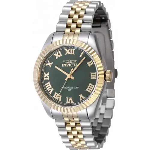 Invicta Specialty Quartz Green Dial Ladies Watch 47415 - Dial: Green, Band: Two-tone (Gold and Silver-tone), Bezel: Silver-tone