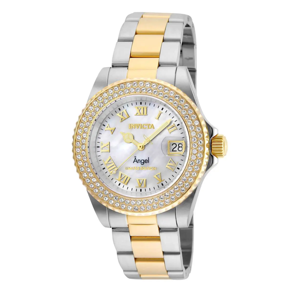 Invicta 24616 Women`s Mop Dial Two Tone Steel Crystal Dive Watch