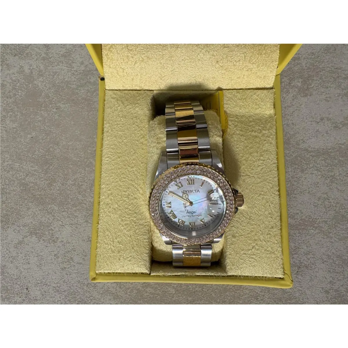 Angel Women’s Mother of Pearl Steel/gold Watch Swiss Ronda 24616 by Invicta