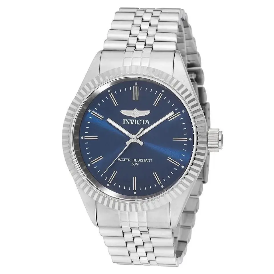 Invicta Specialty Men`s Watch Silver Tone Blue Dial Quartz Steel 43mm 49314
