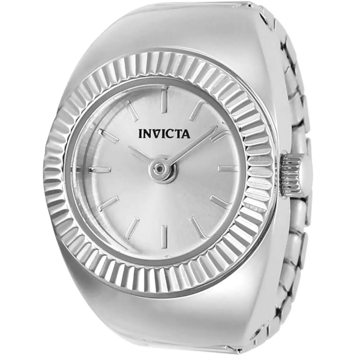 Women`s Ring Watch Mini Angel Quartz Silver Tone Dial Bracelet 48946 by Invicta