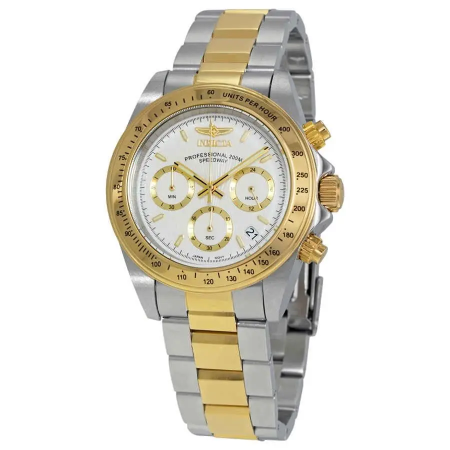 Invicta Speedway Chronograph White Dial Men`s Watch 9212 - Gold / White, Dial: White, Band: Two-tone (Silver-tone and 18kt Gold-plated)