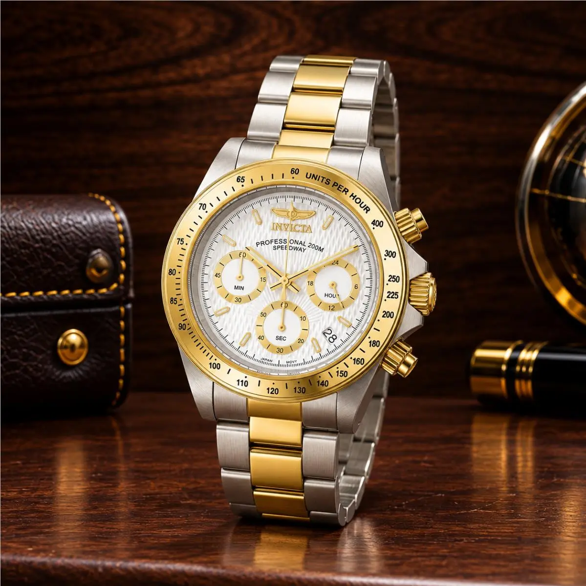 Invicta Speedway Men`s 39.5mm Chronograph Steel Gold Tone Watch 9212