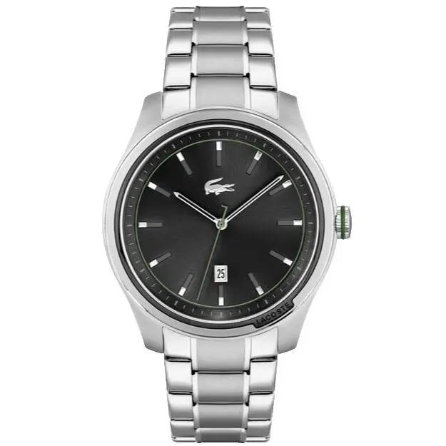 Musketeer 2011148 Black Dial Stainless Steel Breacelet 43MM Mens Watch by Lacoste