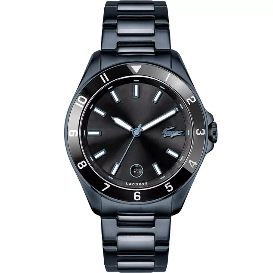 Tiebreacker 2011128 Black Dial Blue Stainless Steel Bracelet Mens Watch by Lacoste