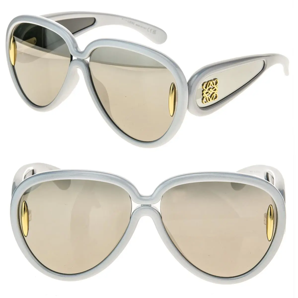 Loewe LW40132I 40132 Anagram Paula Ibiza Aviator Mask Silver Mirror Sunglass 24C