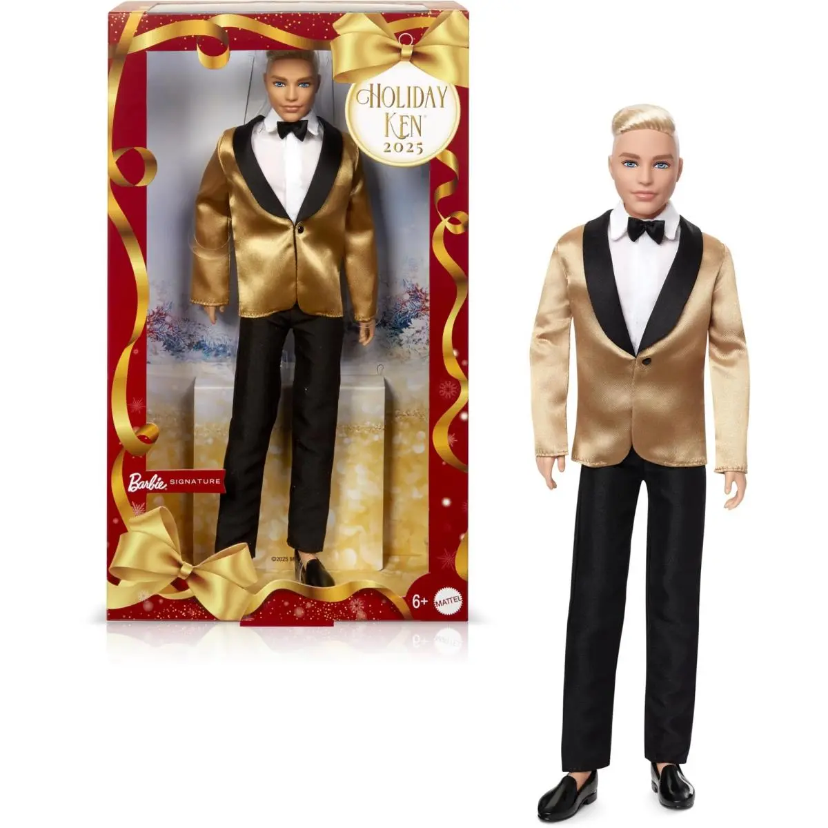Barbie Signature 2025 Holiday Blonde Ken Collectible Fashion Doll Wearing Full S