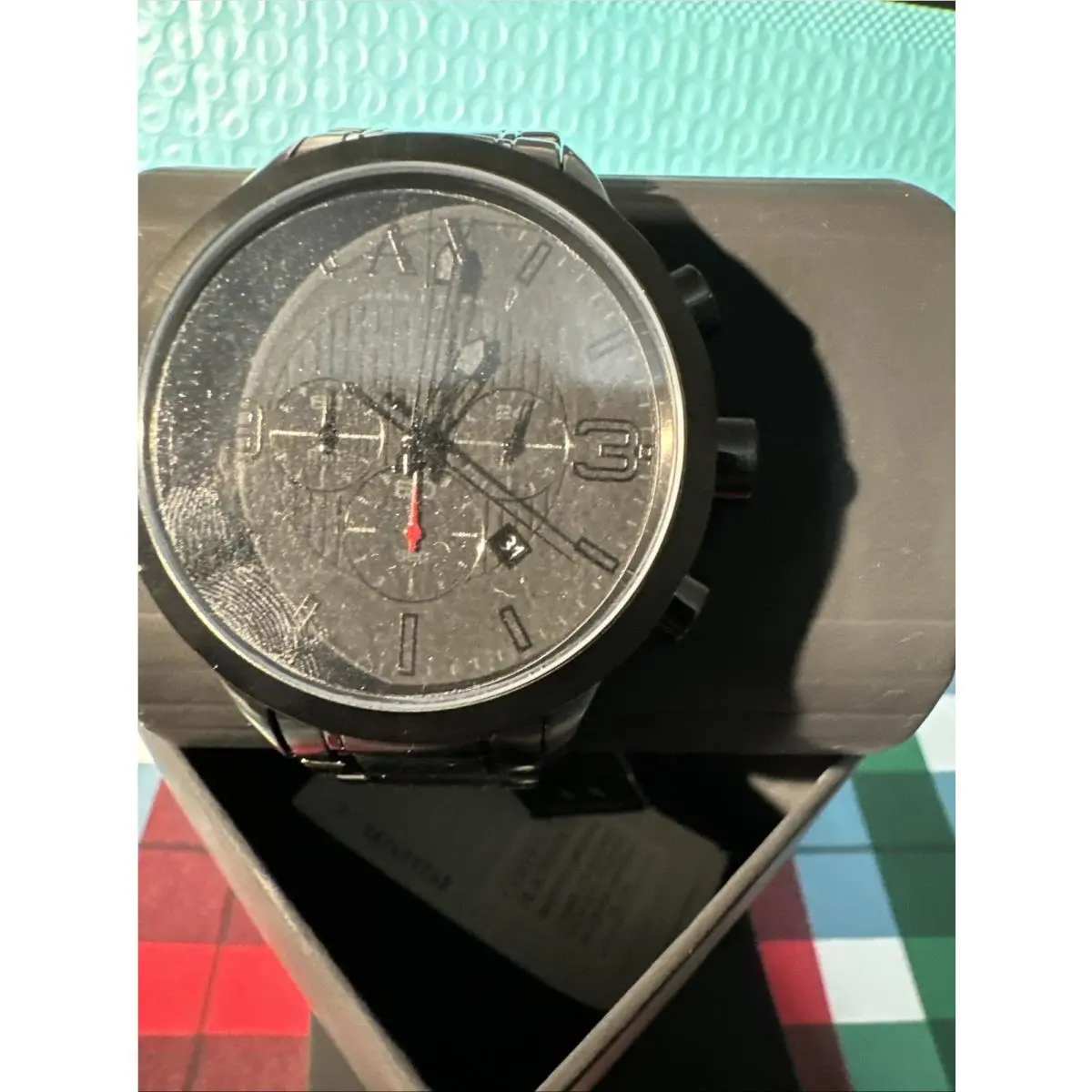 Armani Exchange Men`s Black Stainless Steel Chronograph Watch AX1277