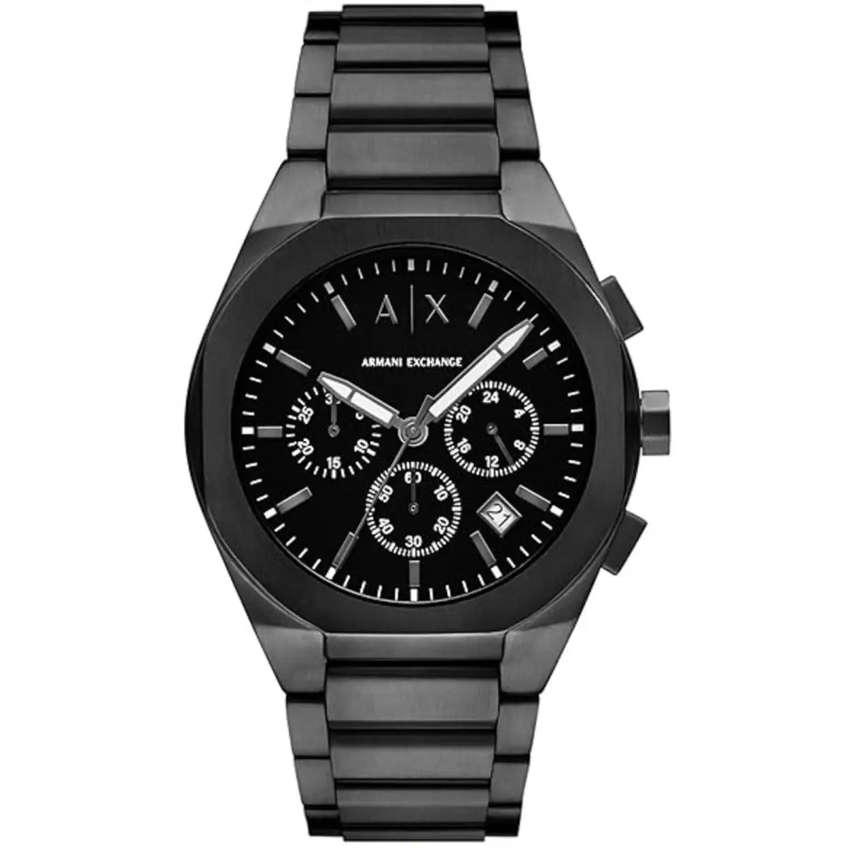 Armani Exchange Men`s Watch Rafael Chronograph Black Dial Steel Bracelet AX4183 - Dial: Black, Band: Black