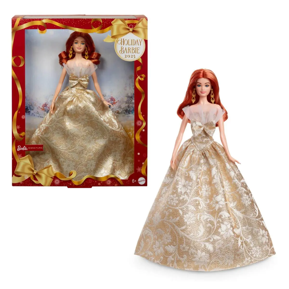 2025 Holiday Barbie Doll 1 with Red Hair