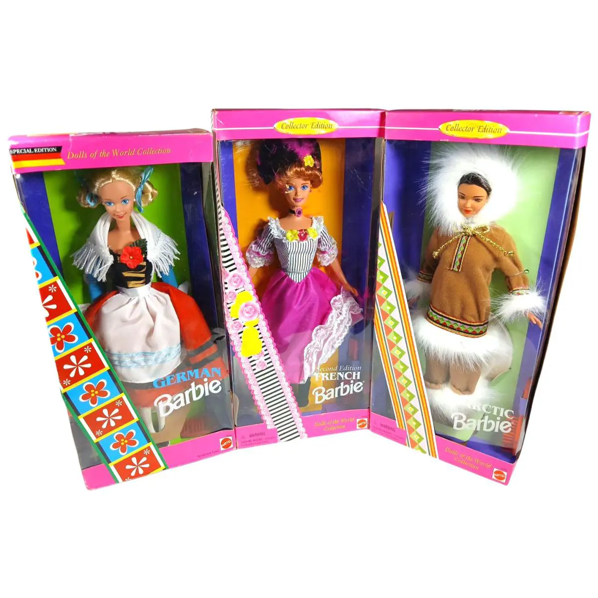 3 PC Barbie Dolls OF The World Collection Artic French German Collectors Ed