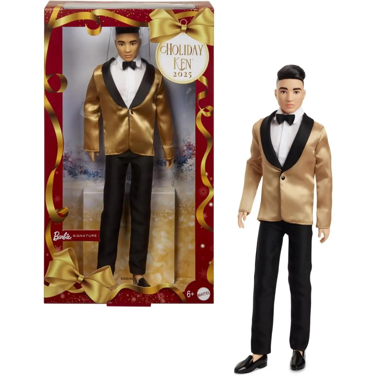 Barbie Signature 2025 Holiday Black Hair Ken Collectible Fashion Doll Wearing Fu