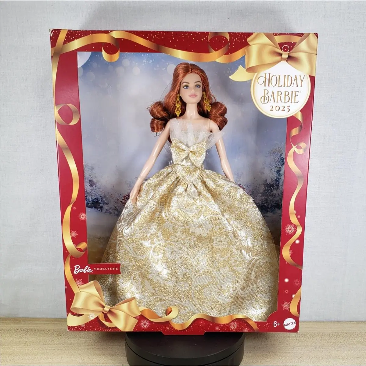 Mattel Holiday Barbie 2025 Doll Mattel Red Hair Gold Gown Limited Edition