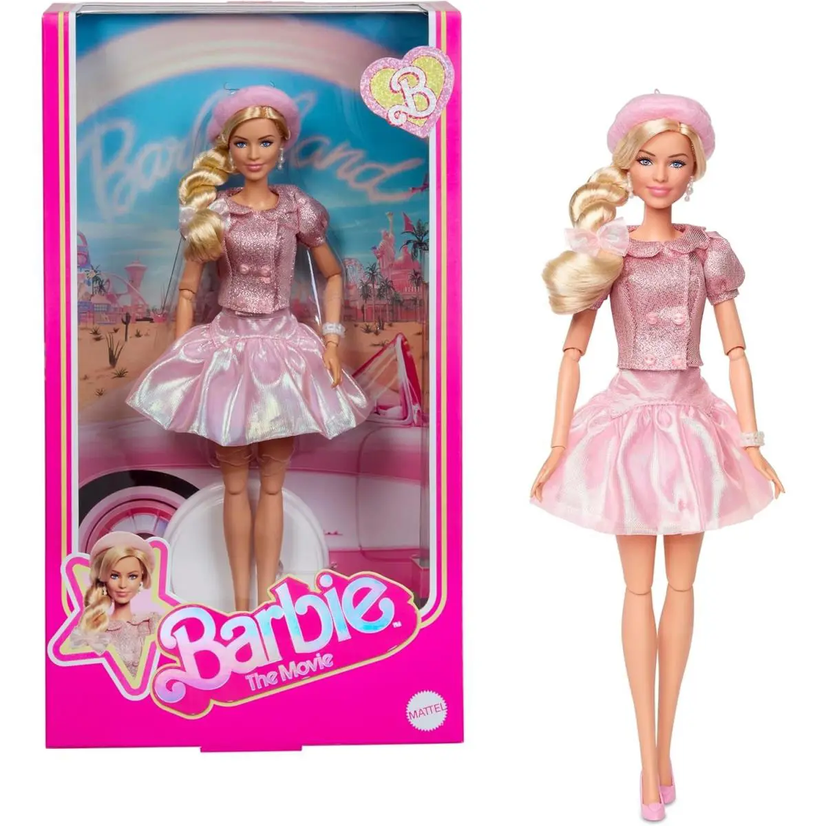 Barbie The Movie Pink Puffy Dress Barbie Doll Beret Tutu JBJ53 Margot Robbie