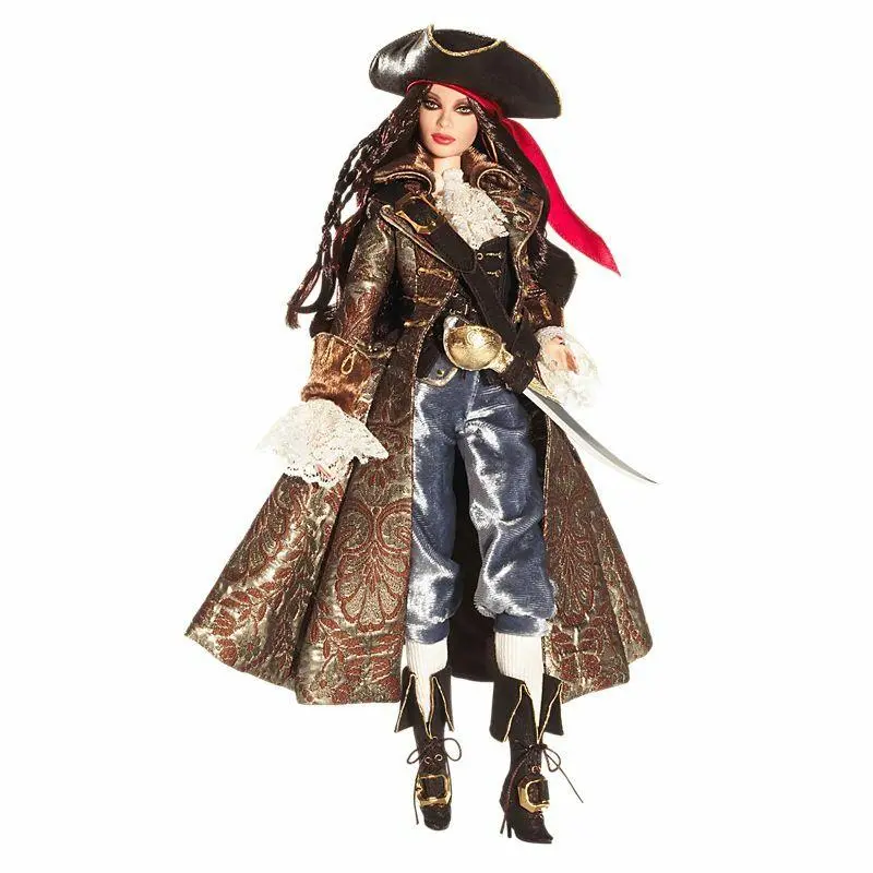 2007 Collector Treasure Pirate Barbie Doll with Hat Sword Hoop Earring Boots