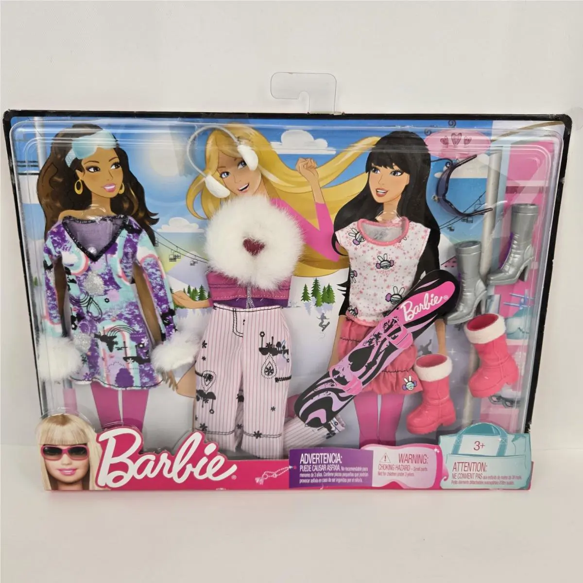 Barbie Sporty Winter 3 Outfits Snow Bunny Vest Fur Trim Boots R6819