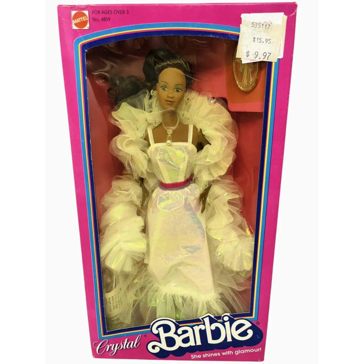 1983 Crystal Barbie African American 4859 Iridescent Gown Glitter Heels 80s