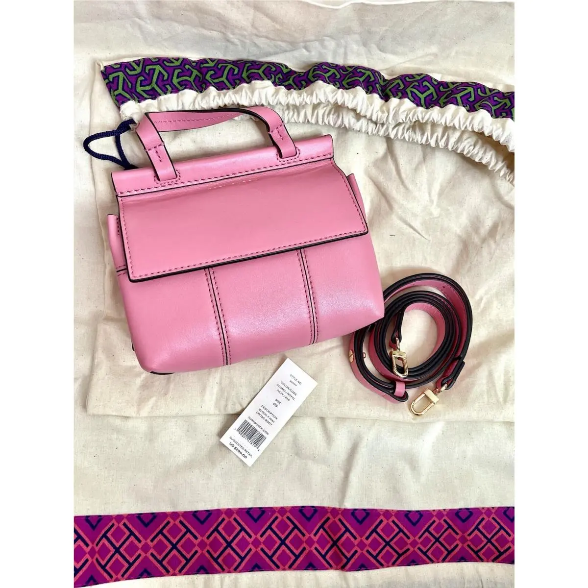 Tory Burch Pink Mini Block-t Crossbody Bag