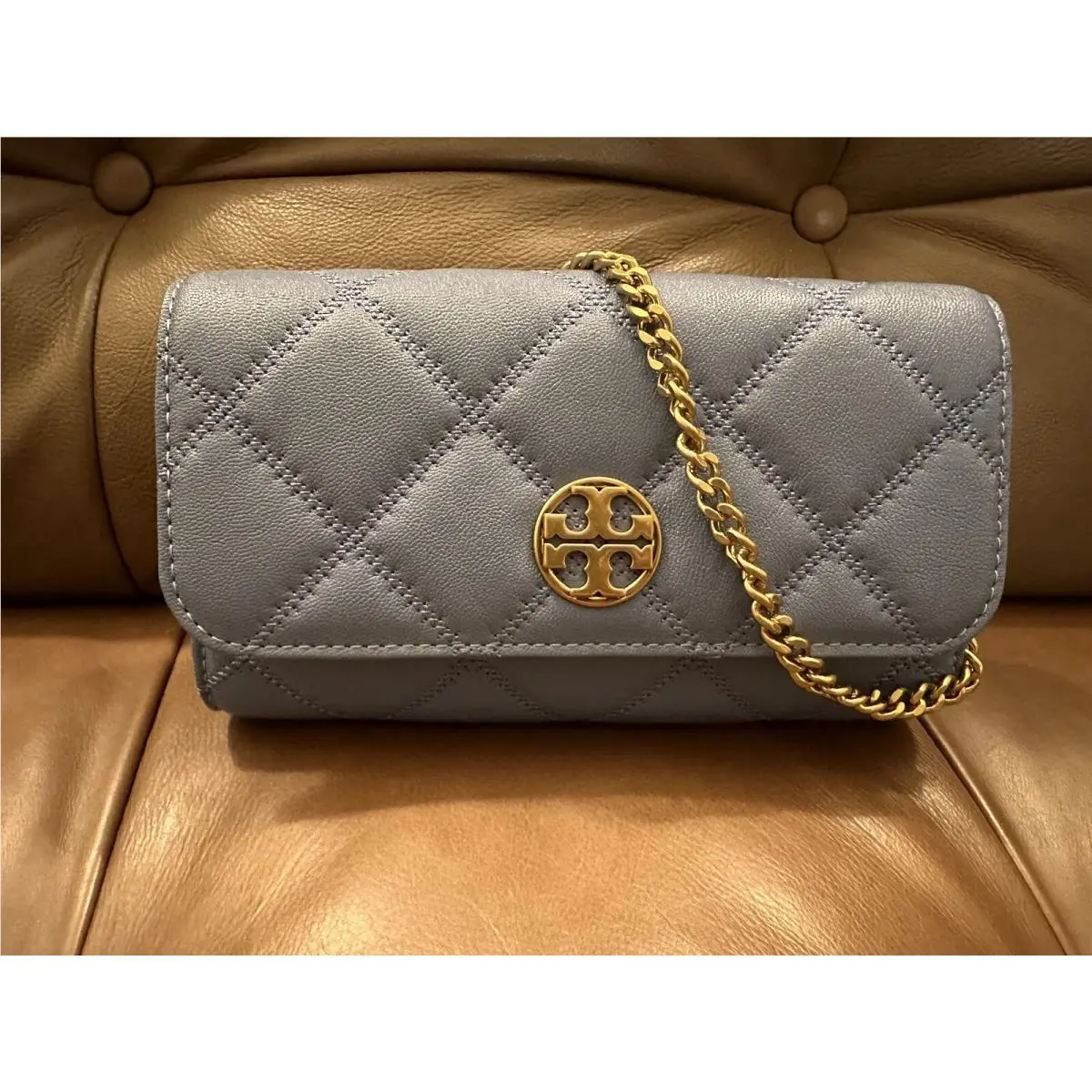 Tory Burch Willa Chain Wallet Crossbody In Bluewood Color Blue
