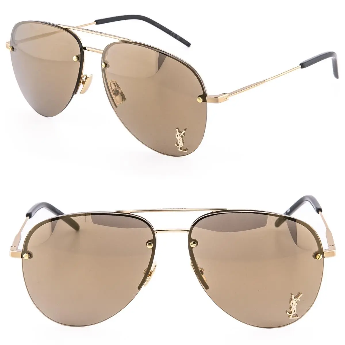 Saint Laurent Gold Mirror Classic 11 Ysl 004 Unisex Aviator 11M Sunglasses SL11M