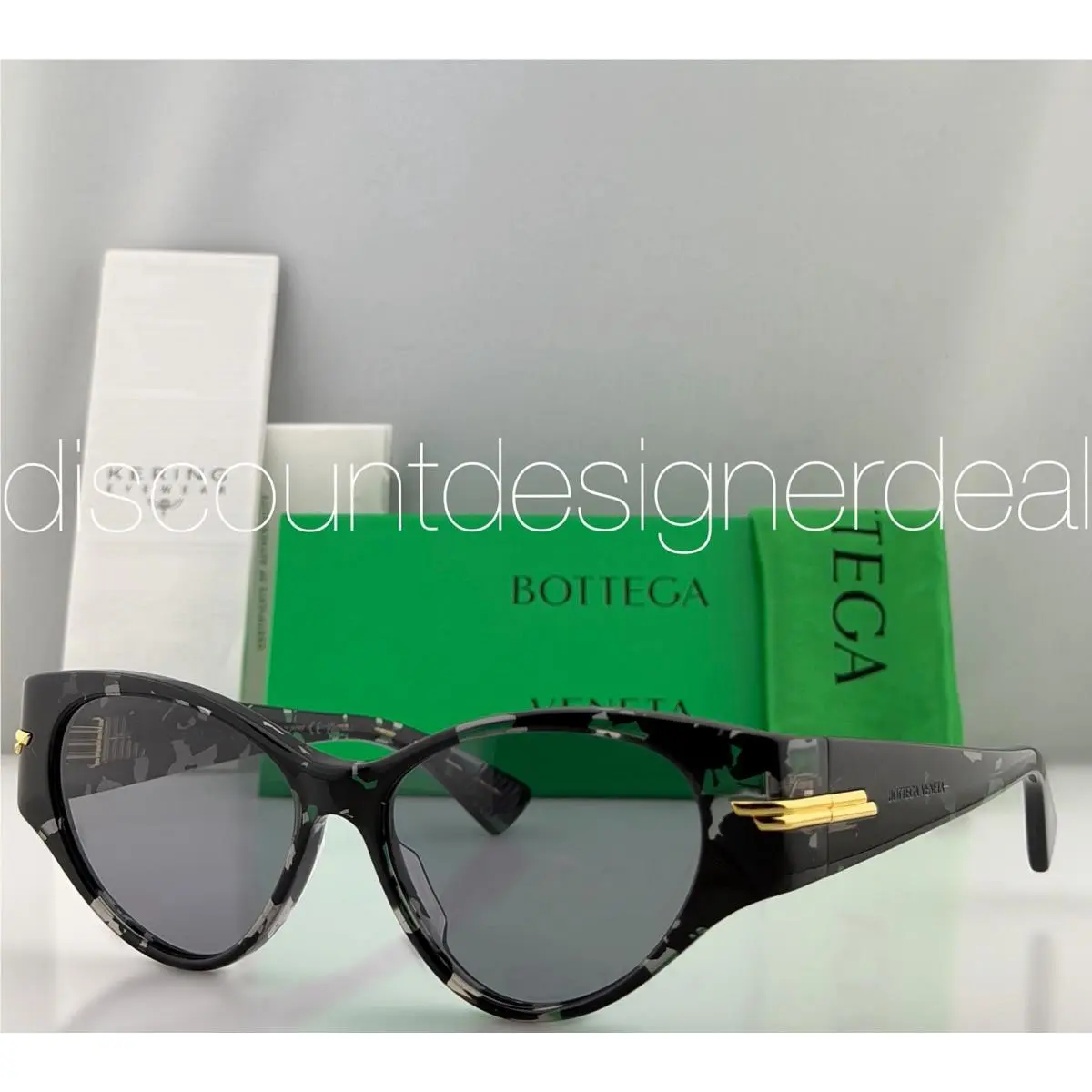 Bottega Veneta BV1002S 002 Cat-eye Sunglasses Black Havana Grey Lenses 55mm