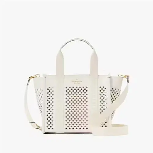 Kip KL055 Meringue Perforated Leather Small Tote by Kate Spade
