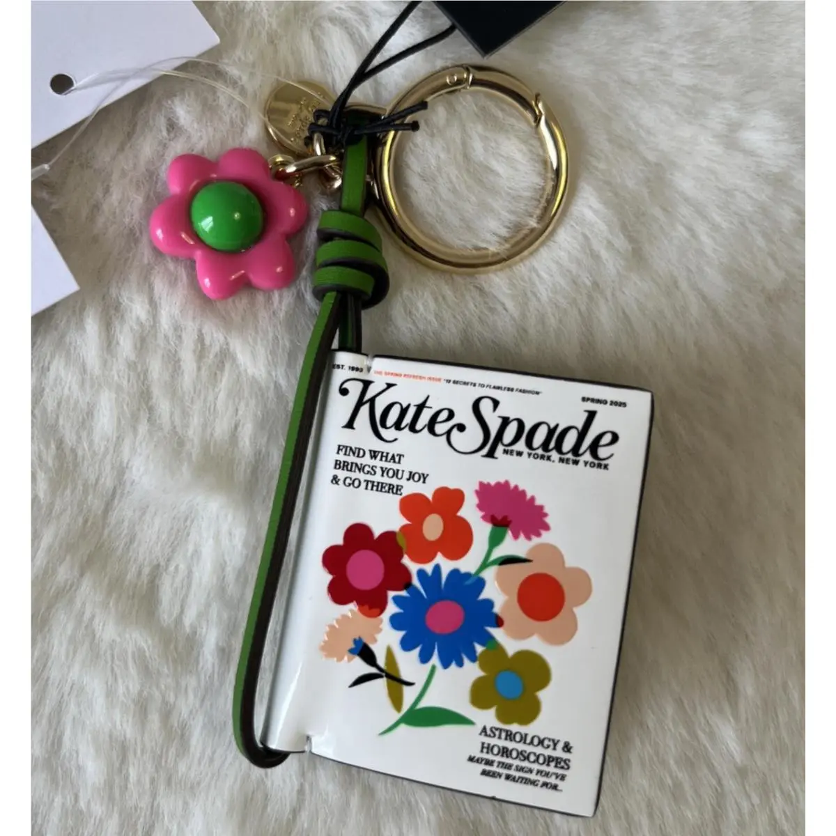 New Kate Spade Fresh Picks Magazine Bag Charm Key Fob Multi