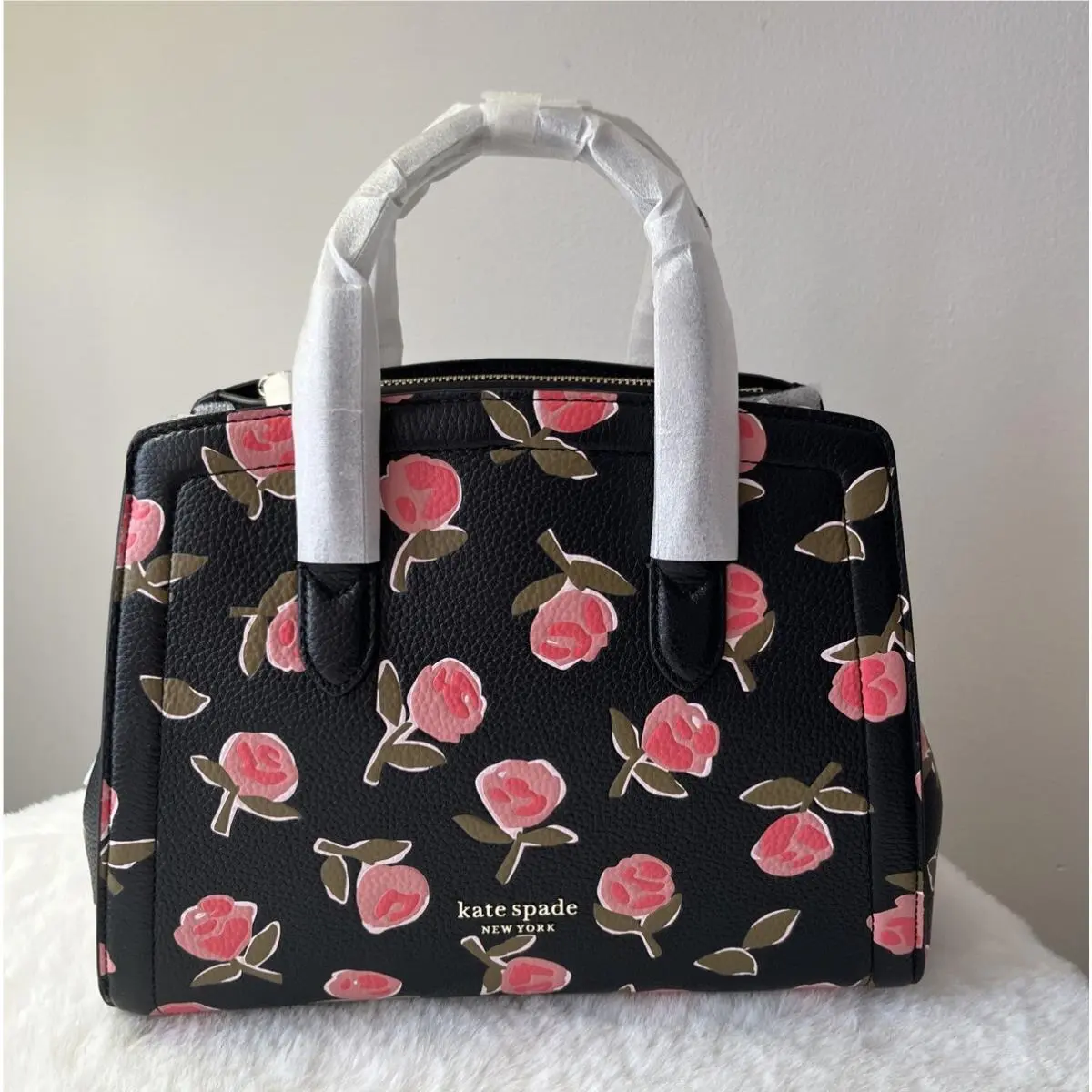 Kate Spade Knott Ditsy Rose Satchel Crossbody Bag Black Multi
