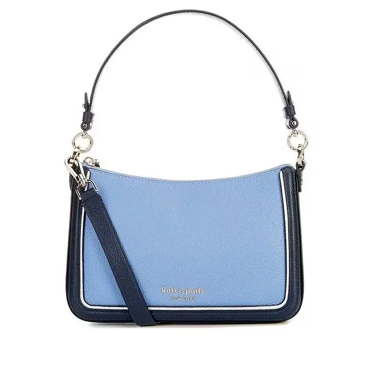 Kate Spade New York Hudson Colorblocked Pebble Leather Medium Crossbody Bag - Handle/Strap: Blue, Hardware: Gold, Exterior: Pebble