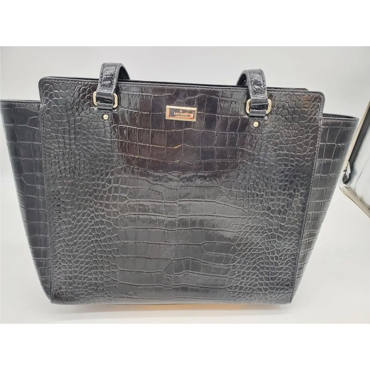 Kate Spade Elissa WKRU4019 Bristol Drive Croc Leather Handbag - Black