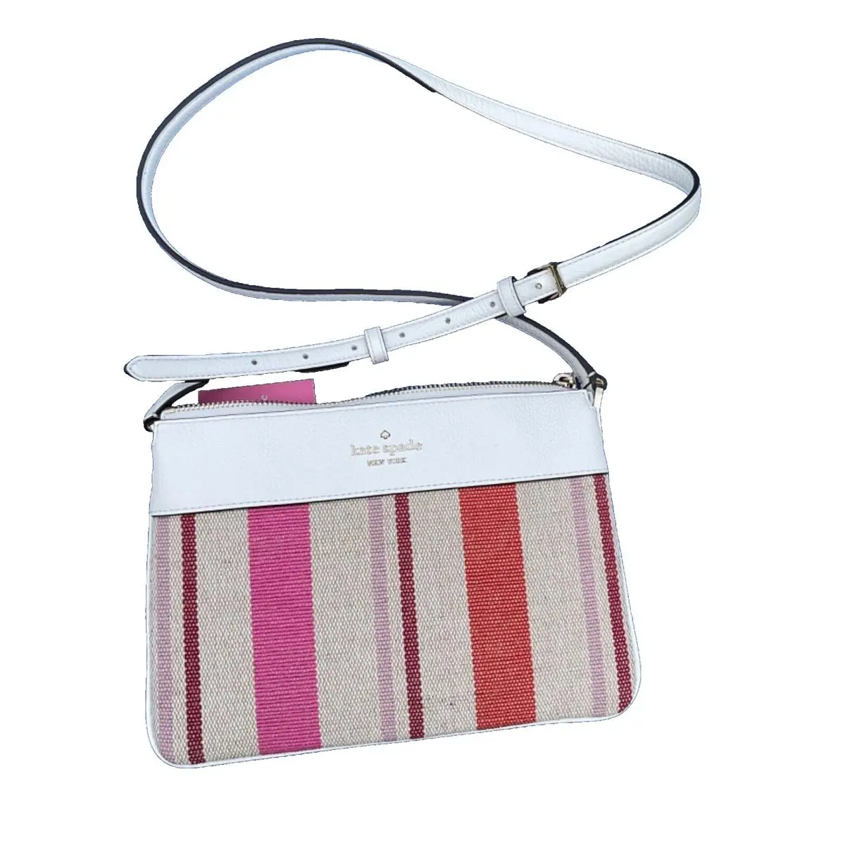 Kate Spade New York Leila Triple Gusset Leather Canvas Crossbody Bag