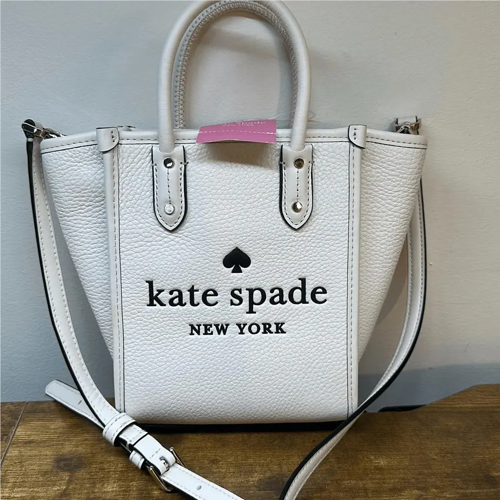 Kate Spade Mini Tote Bag Parchment Pebbled Leather Cream Beige Purse Handbag