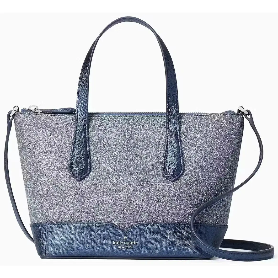 Kate Spade New York Lola Glitter Small Satchel Dusk Navy