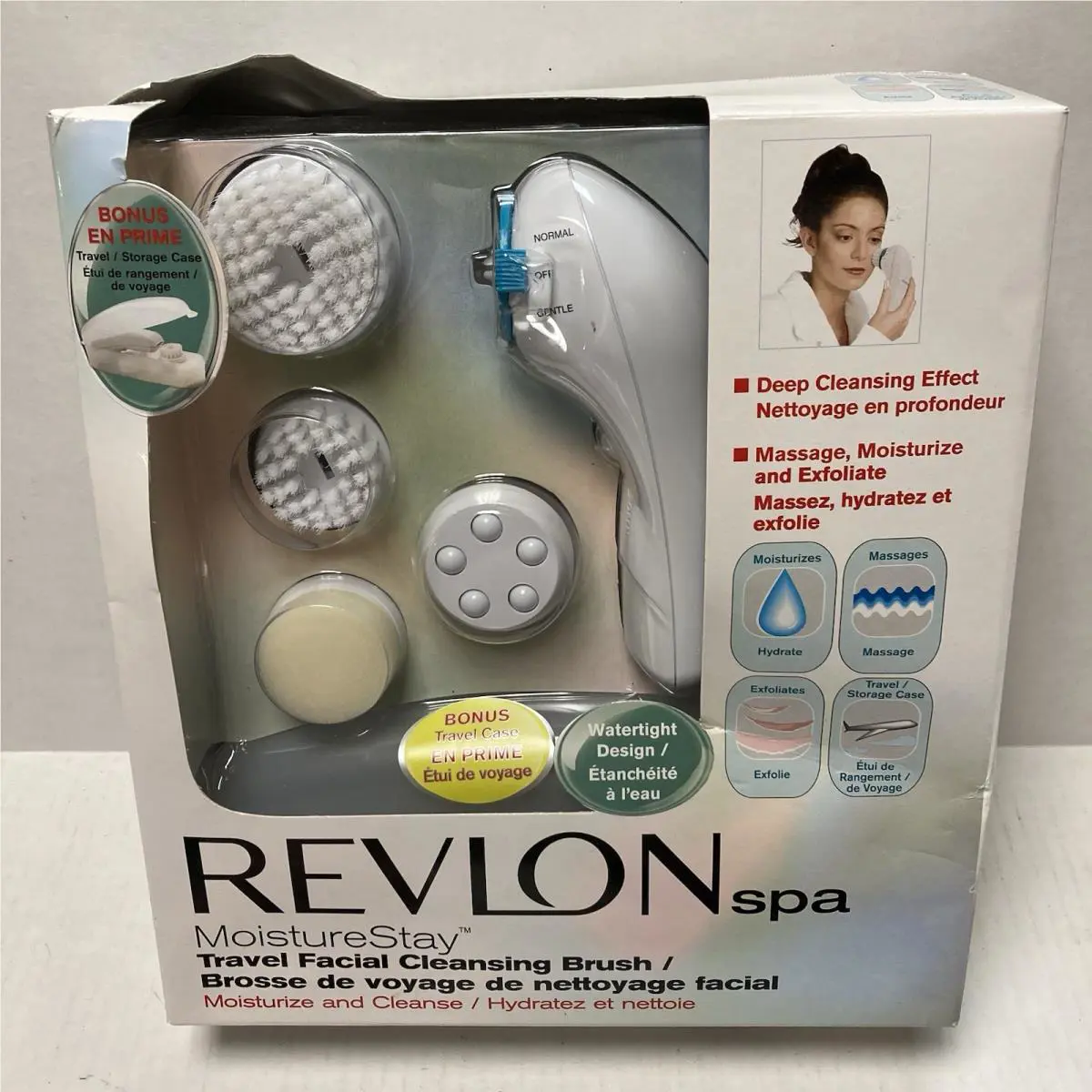 Revlon Spa Moisturestay Travel Facial Cleansing Brush Portable W Bonus Case 2002