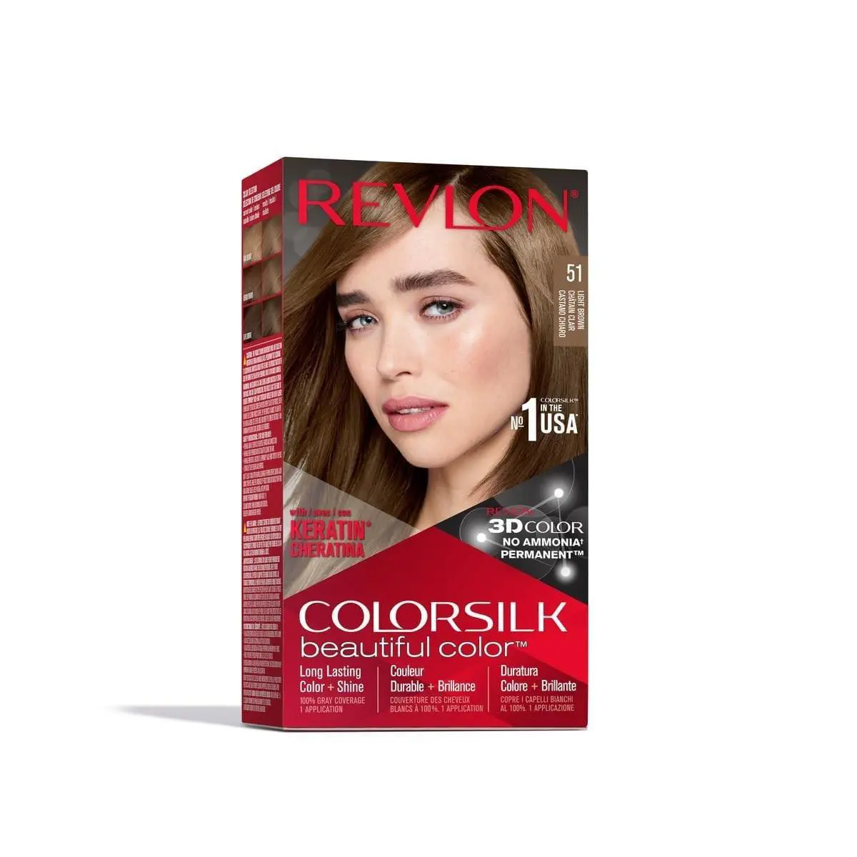 Pack of 12 - 1 Case Revlon Colorsilk Hair Color 51 Light Brown